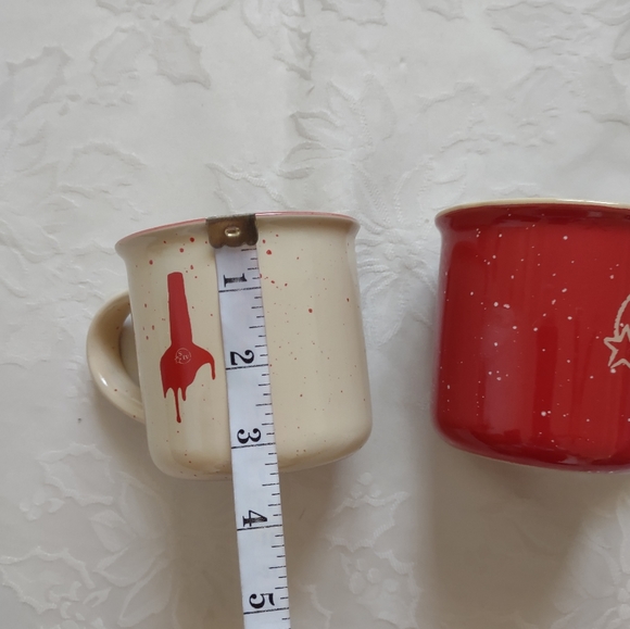 2 ceramic mugs red beige tea coffee - Picture 3 of 7